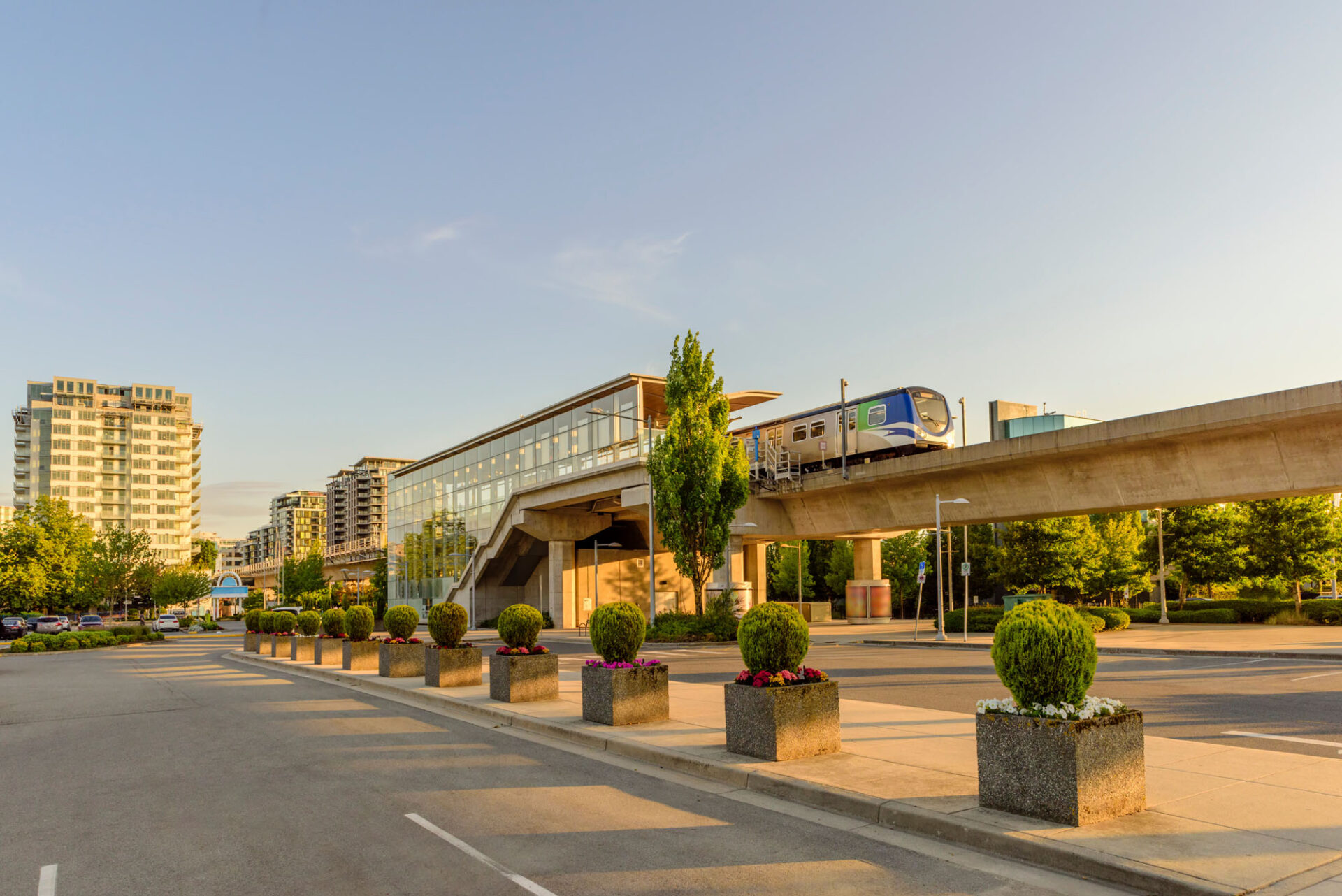 Ground view of a skytrain station